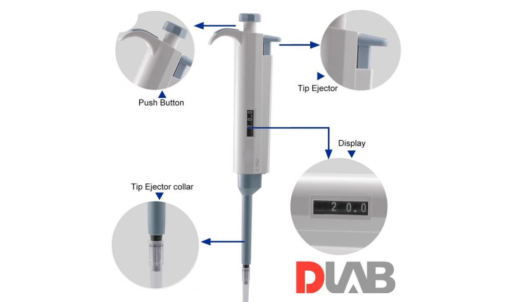 DLAB TopPette Ayarlanabilir Otomatik Pipet 50-200 μL